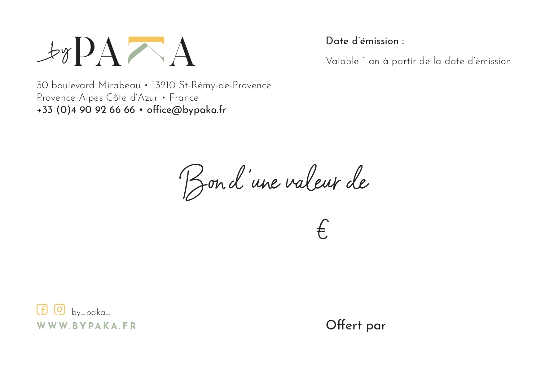 Carte cadeau By PAKA Carte cadeau By PAKA