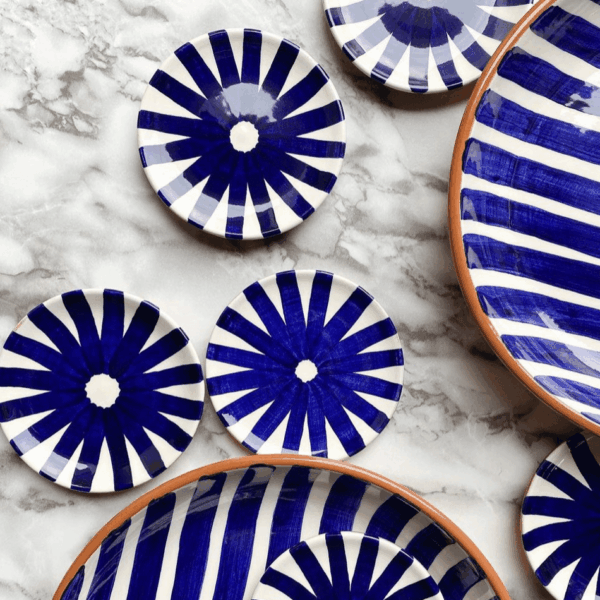 Petite Assiette à Motif Rayon Bleu