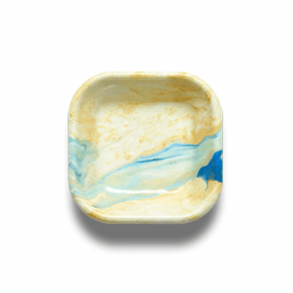 Assiette carrée crème citron