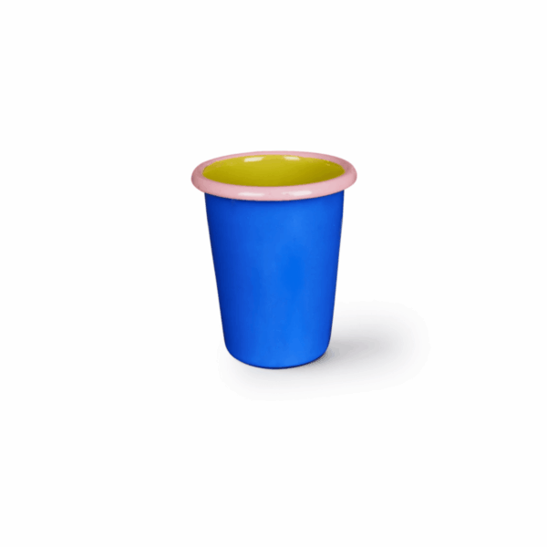 Gobelet bleu électrique - chartreuse - rebord rose