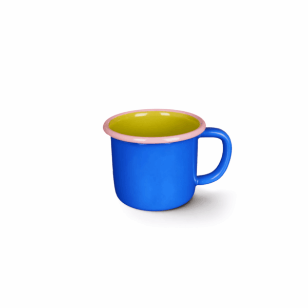 Mug bleu électrique - chartreuse - rebord rose