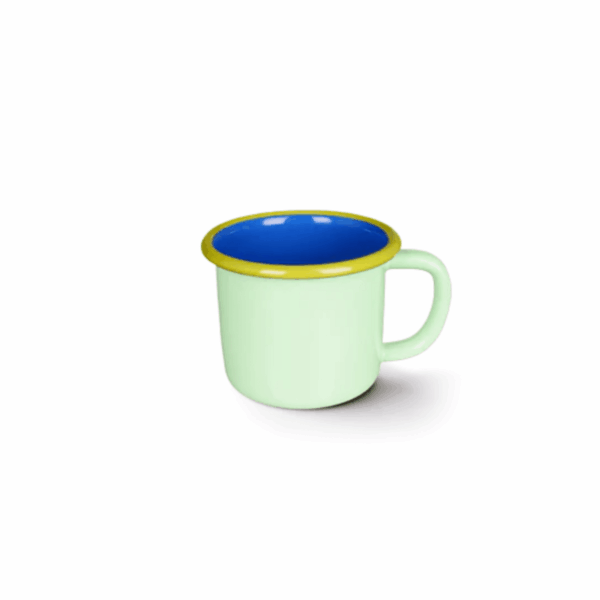 Mug menthe - bleu électrique - rebord chartreuse