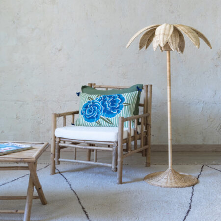 Lampadaire palmier en rotin mahe