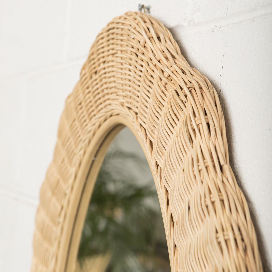 miroir en rotin ondulé mahe