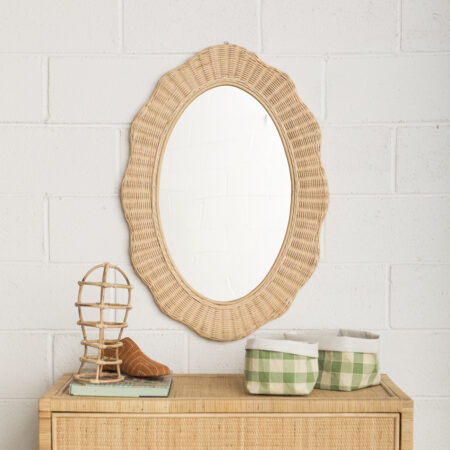 miroir en rotin ondulé mahe