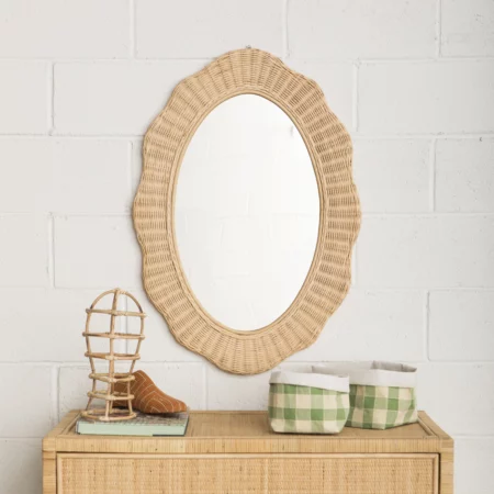 miroir en rotin ondulé mahe