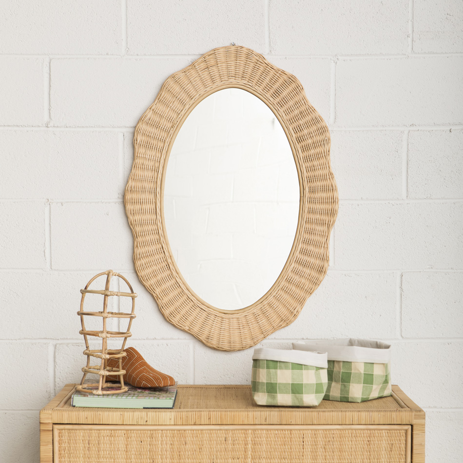 miroir en rotin ondulé mahe