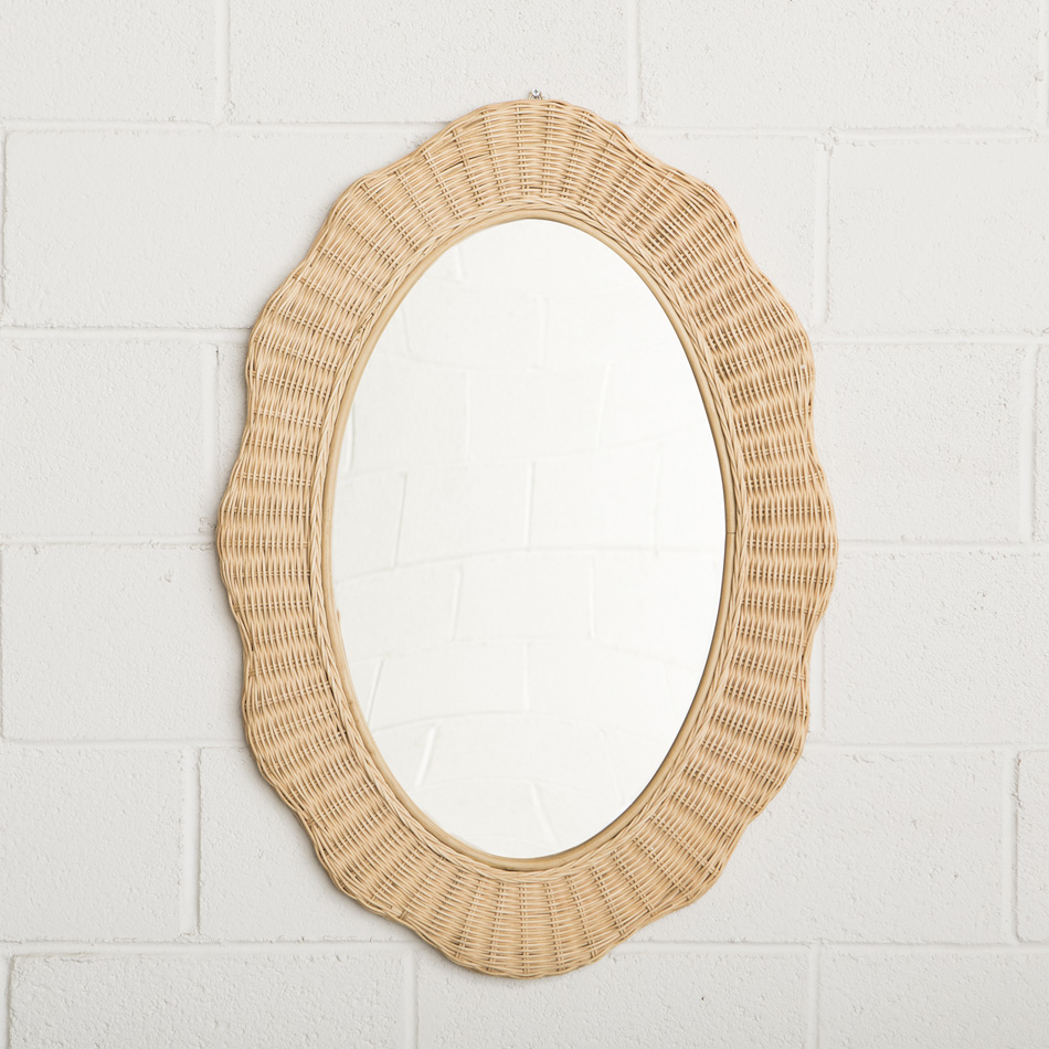 miroir en rotin ondulé mahe
